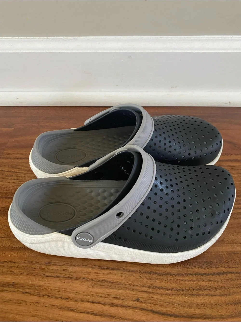 Kids Gray Ventilated Clog with Light Gray Strap